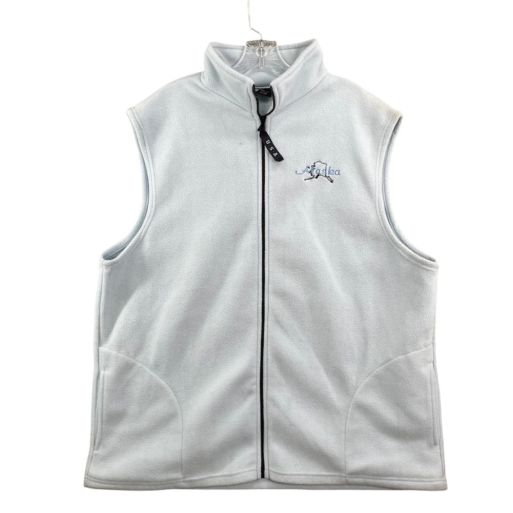 Vintage Alaska Fleece Vest Mens XXL Embroidered Full Zip USA Made Outdoors Camp